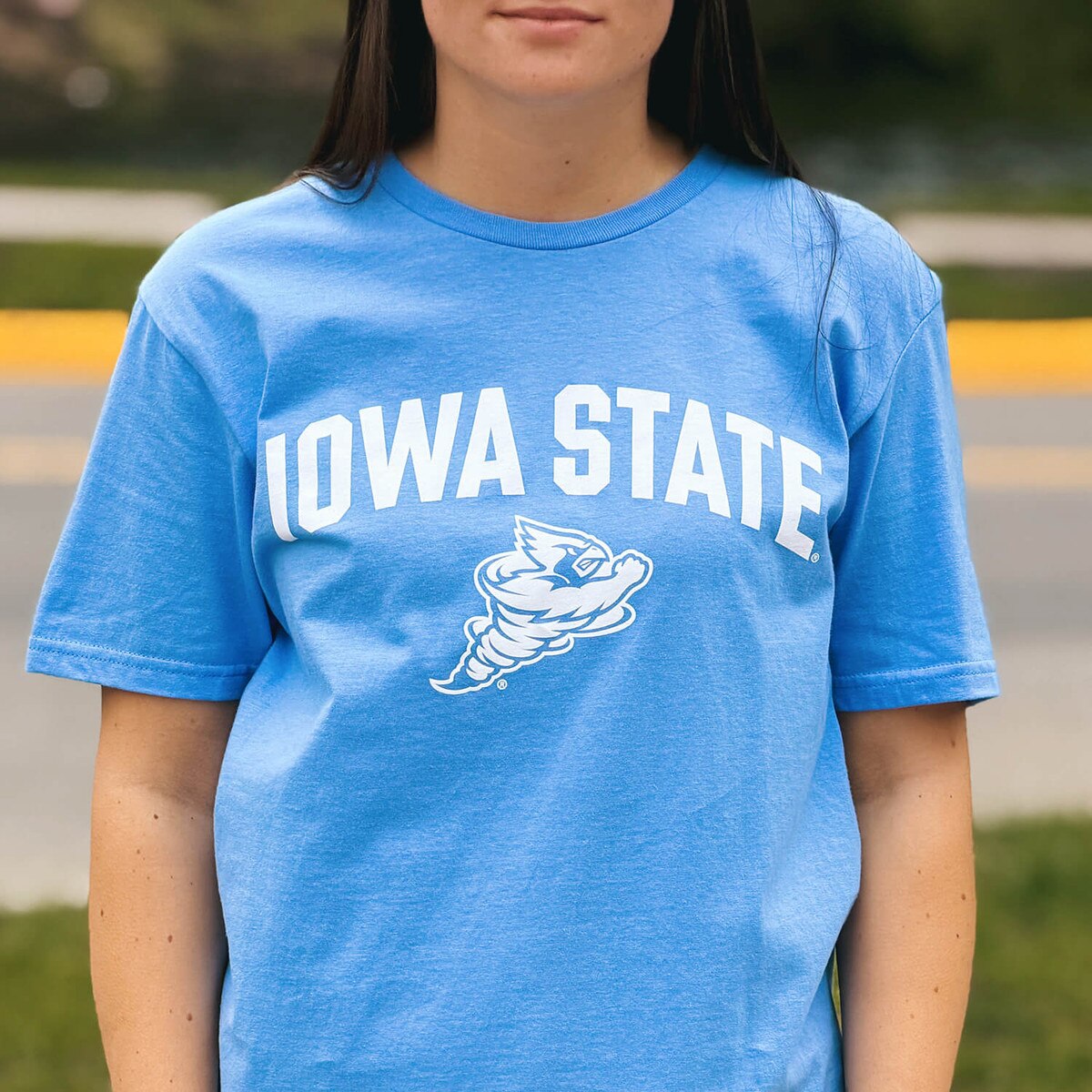 College House Punching Cy Carolina Blue Short Sleeve T-Shirt design close up